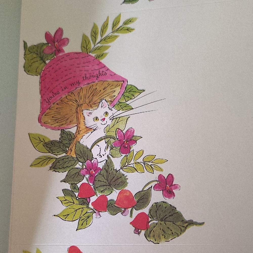 Vintage All In One Stationery Set with Mushroom and Kitten Design - Picture 15 of 16